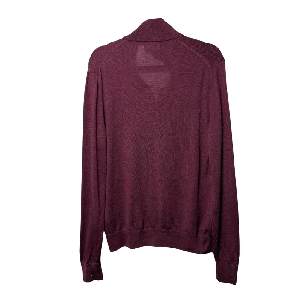 Banana Republic Mens Red Maroon 100% Merino Wool 1/4 Zip Sweater M Christmas